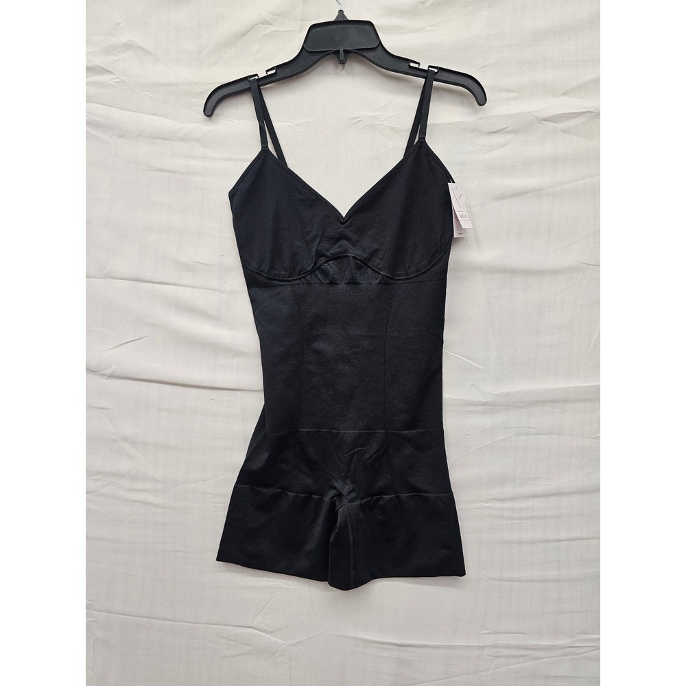 Auden Womens‎ Shapewear Bodysuit Black XL Mid Thigh Adjustable Straps 022130069